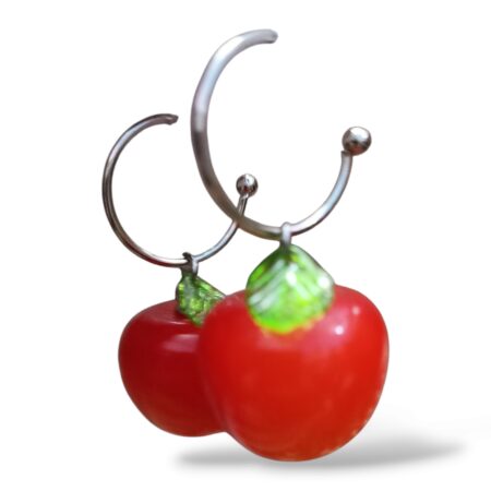 cherry hoop earrings
