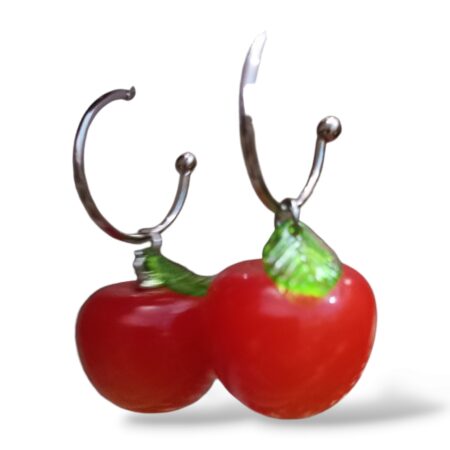 cherry hoop earrings