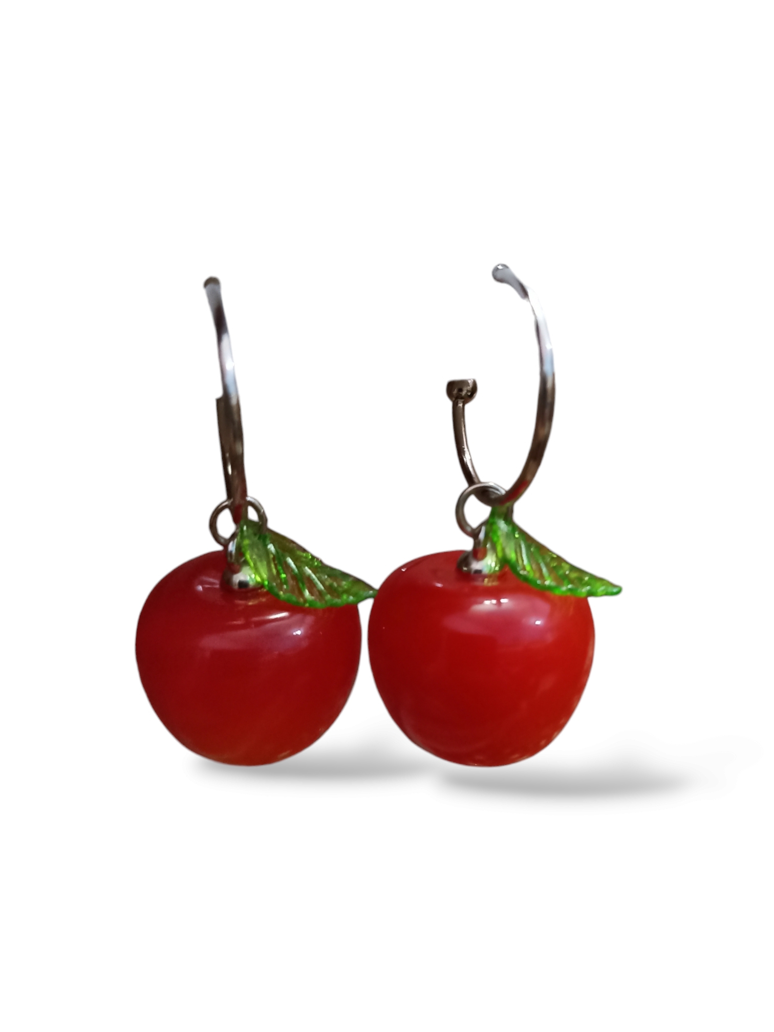 cherry hoop earrings