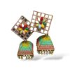 Colorful Mirror Work Jhumkas