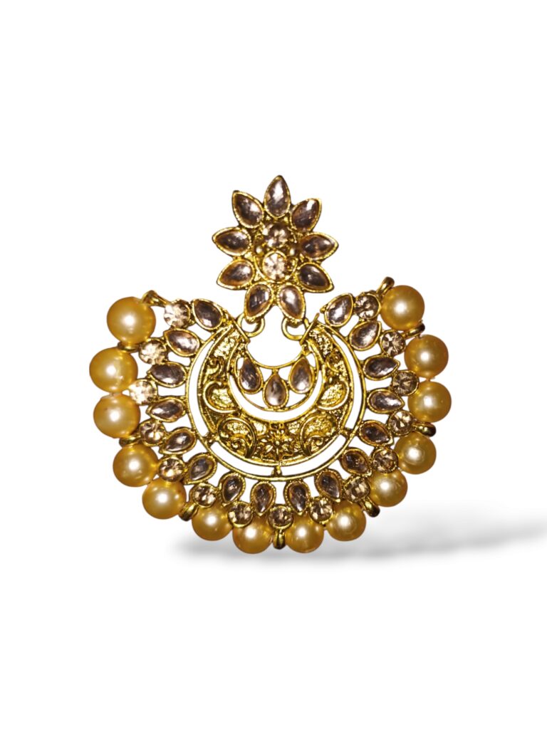 Gold-Toned-Jhumka-with-Pearls-Stones