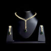 American Diamond Long Emerald Necklace Set