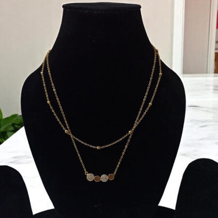 Double-Layered Chain Necklace with Textured Accents