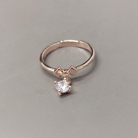 Dainty Rose Gold & Zircon Dangle Ring