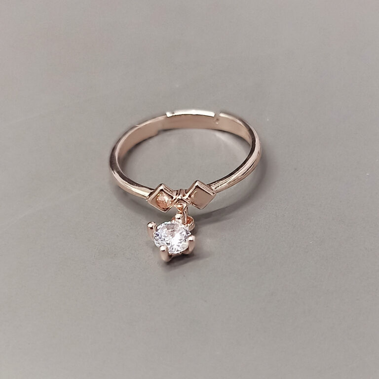 Dainty Rose Gold & Zircon Dangle Ring