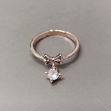Charming Rose Gold Bowknot & Dangle Zircon Ring