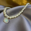 Pearl Necklace & Teardrop Earring Set with Floral/Starburst Pendant