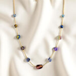 Elegant Chain Necklace & Earring Set with Faceted Pastel Crystal Beads