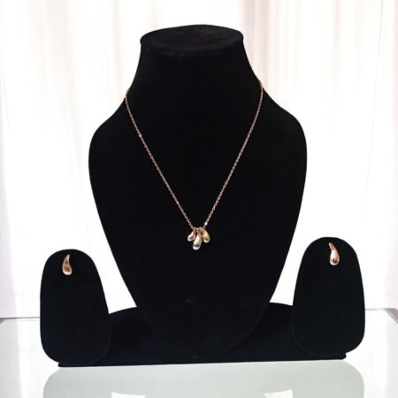 Multi-Tone Teardrop Pendant & Matching Stud Earrings Set