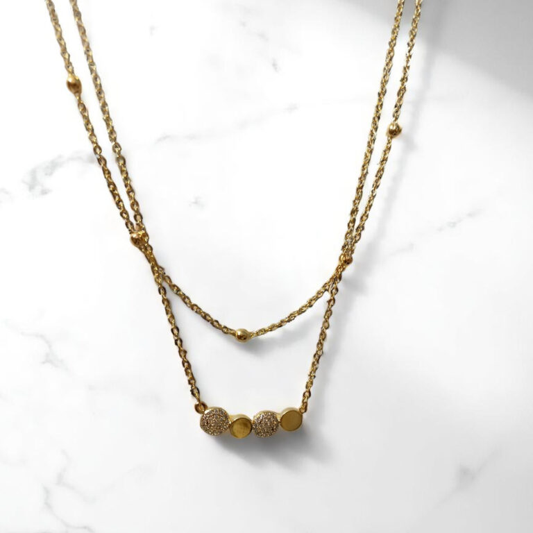Double-Layered Chain Necklace with Textured Accents
