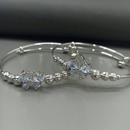 Dazzling Silver Butterfly Bracelet with Crystal Accents