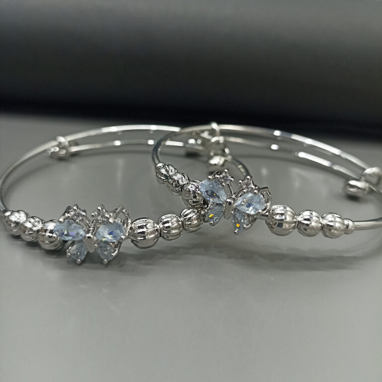 Dazzling Silver Butterfly Bracelet with Crystal Accents