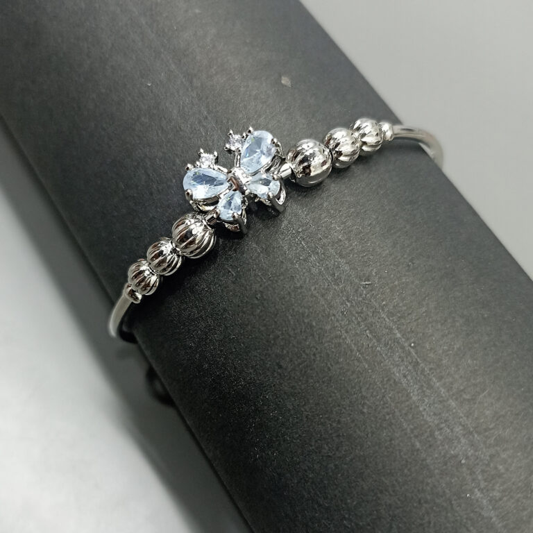 Dazzling Silver Butterfly Bracelet with Crystal Accents