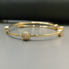 Gold Bracelet with Sparkling Pave Ball Charm