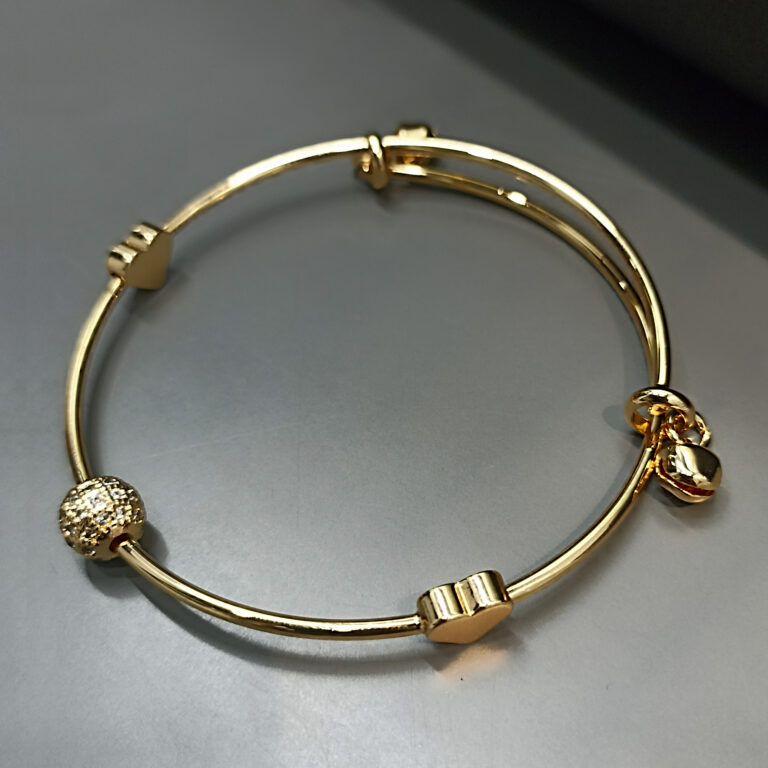 Gold Bracelet with Sparkling Pave Ball Charm