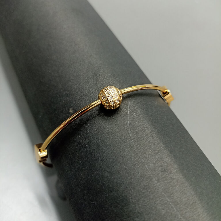 Gold Bracelet with Sparkling Pave Ball Charm