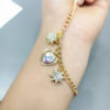 Gold bracelet with Sparkling Heart & Star Pendants