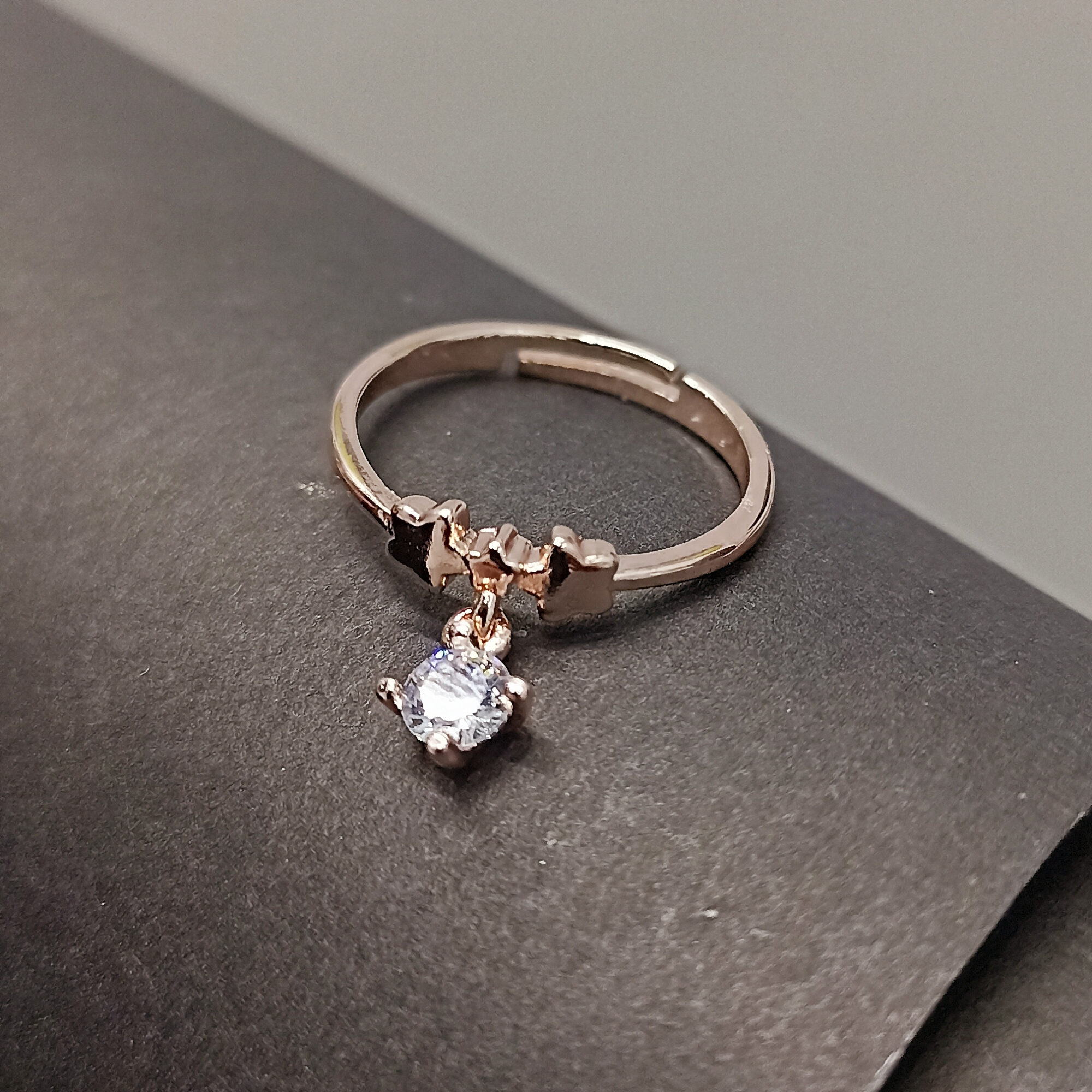 Rose Gold Star & Dangle Ring