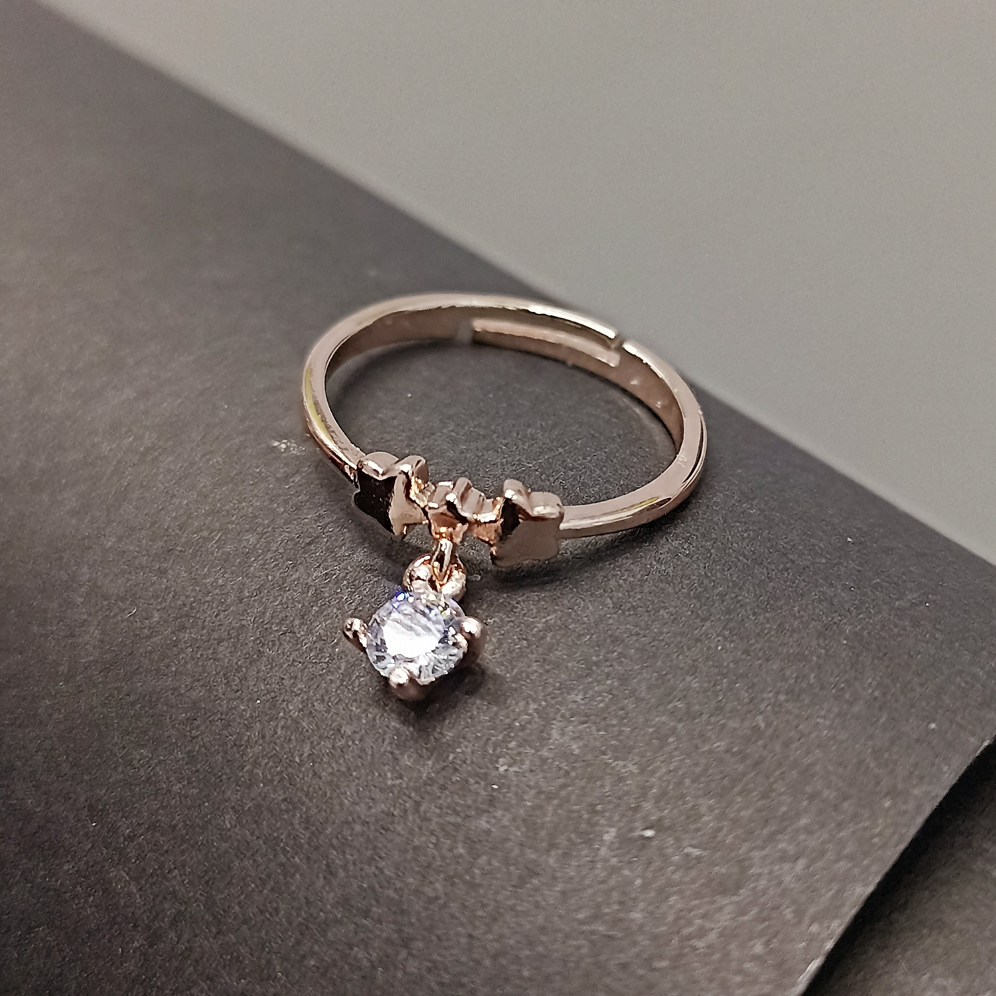 Rose Gold Star & Dangle Ring